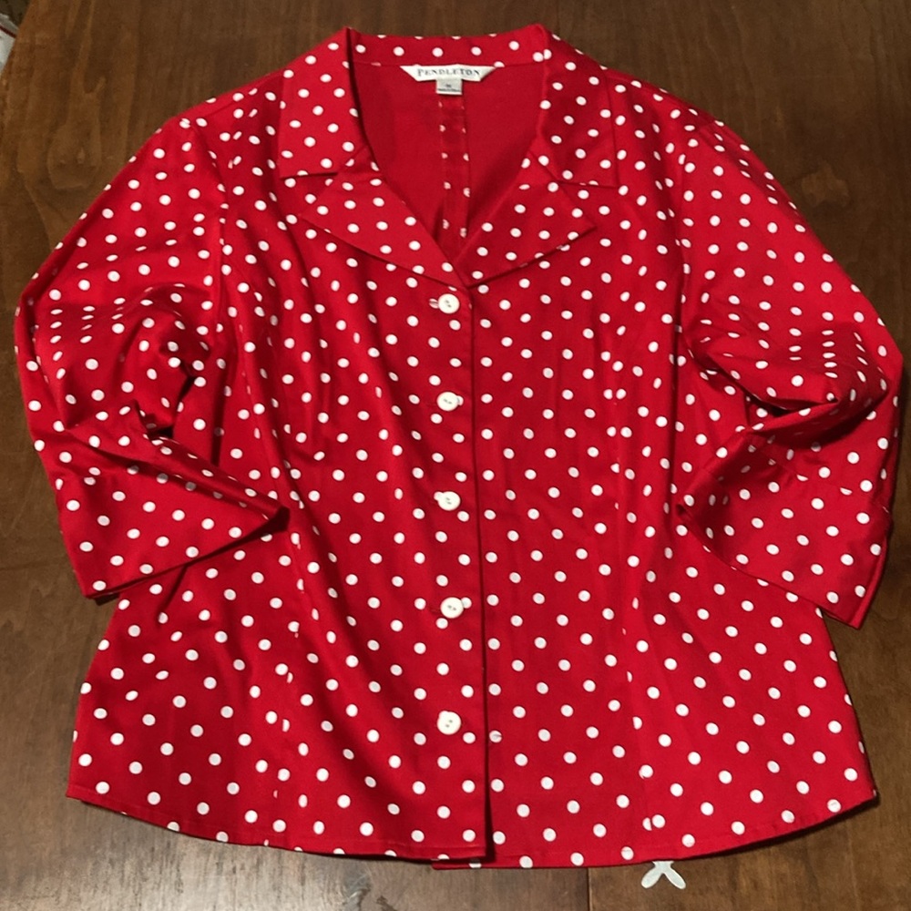 Pendleton Cotton Stretch Blouse Jacket Top M - image 4